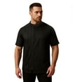thumbnail image 1 of TOPTIE Short Sleeve Chef Coat Jacket Black Breathable Side Zipper Chef Uniform with Knit Mesh, 1 of 7
