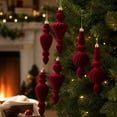 thumbnail image 7 of 6 Pack Christmas Tree Ornaments Set Vintage Finial Hanging Baubles for Holiday Mantel Decor Indoor Home Decoration Spindle Drop Ornaments for Xmas Tree Party Display Festive Hanging, Red, Style C, 7 of 7