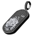 thumbnail image 2 of 2 Tone Custom Baguette Black Gold Finish Leo Lion Zodiac Sign Astrology Horoscope Dog Tag Pendent Lab Diamond Charm, 2 of 5