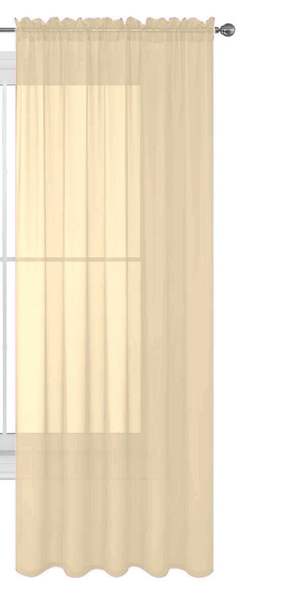 Decotex 1 Piece Elegant Solid Sheer Window Curtain Panels Treatment Drapes (55" X 108", Beige)