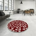 thumbnail image 3 of Ahgly Company Indoor Round Mid-Century Modern Rose Pink Oriental Area Rugs, 3' Round, 3 of 6