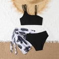 thumbnail image 4 of NAISIBABY Big Girls Swimsuit 3-Piece, Bikini Sets with Floral Cover-Up Mesh Skirt Kids Beach Bathing Suit Black 11T, 4 of 8