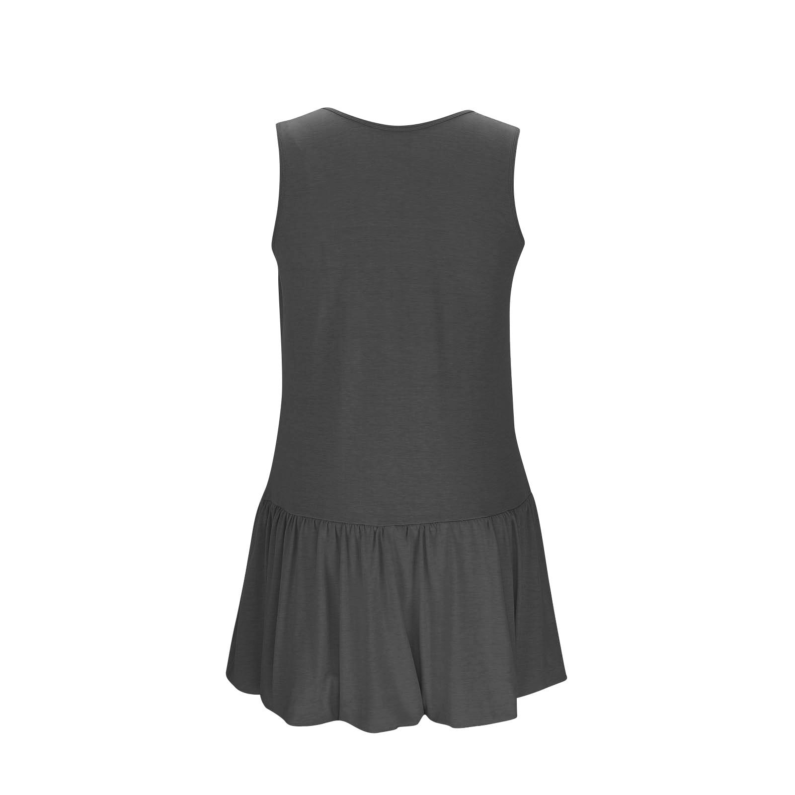 LNWUY Womens Athletic Dress with Shorts Backless Bubble Tennis Dresses Workout Dress Golf Outfit Activewear with Pockets Gray XXL