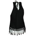 thumbnail image 2 of Americana Graphic Born Free Run Wild Fringe Junior Women's Trim Halter Tank (XS), 2 of 2