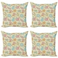 thumbnail image 1 of Ambesonne Tea Party Throw Pillow Cover 4 Pack, Retro Cupcakes Mugs, 24", Multicolor, 1 of 2