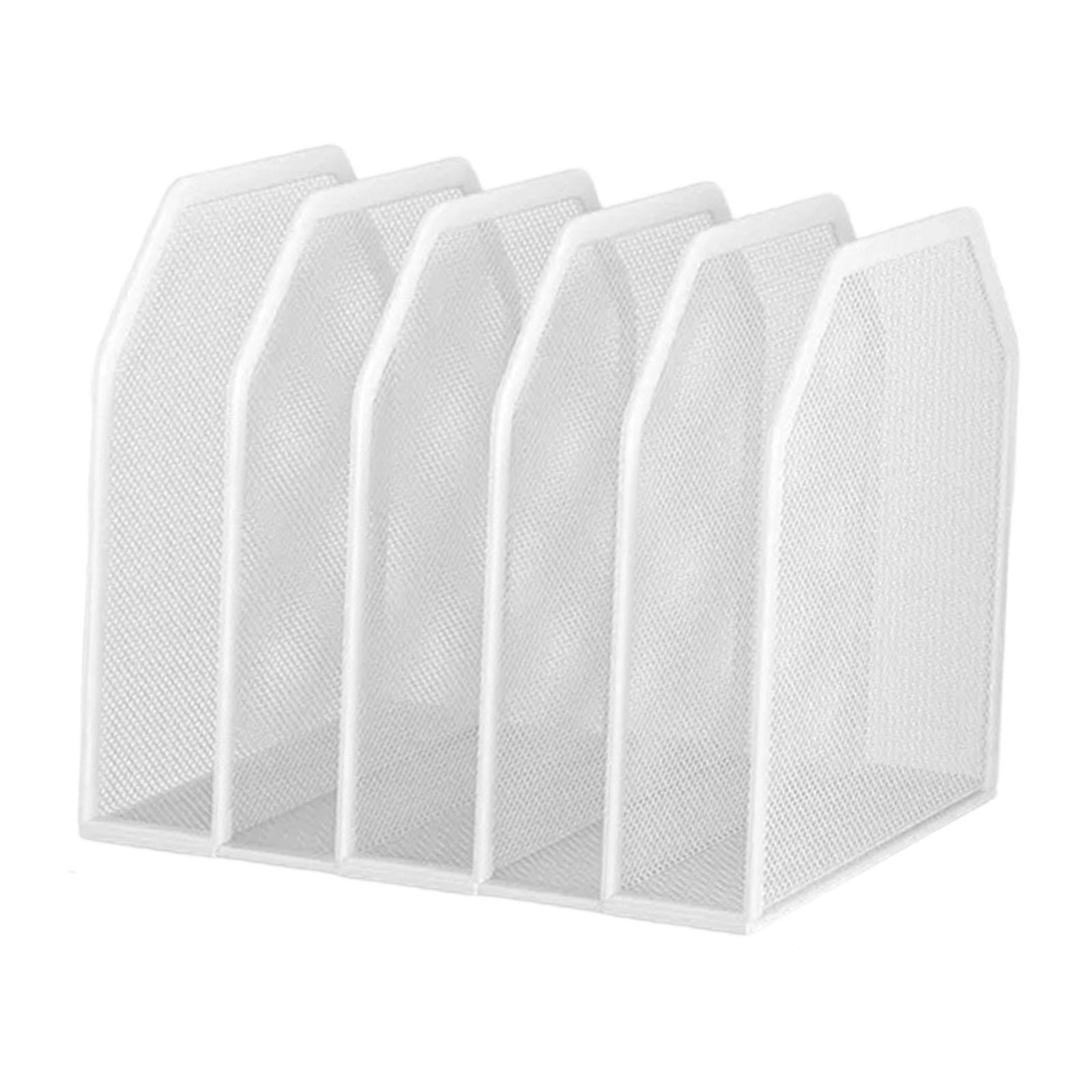 figatia Desk File Organizer File Folder Metal File Holder Paper Sorter Paper Organizer Management Stand for Office Supplies Classroom White
