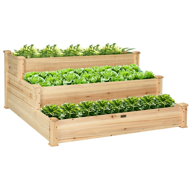 Gymax Outdoor Garden 3 Tier Wooden Elevated Raised Vegetable Planter Gardening Kit Com - Outdoor Vegetable Garden Kit Gymax Outdoor Garden 3 Tier Wooden Elevated Raised Vegetable Planter Gardening Kit Com - Outdoor Vegetable Garden Kit