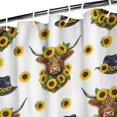 thumbnail image 3 of White Highland Cow Sunflower Hat Pattern Shower Curtain 36"x72" ,Bathroom Decorative Shower Curtains Set with 12 Hooks,Modern Waterproof Washable Shower Curtain, 3 of 6