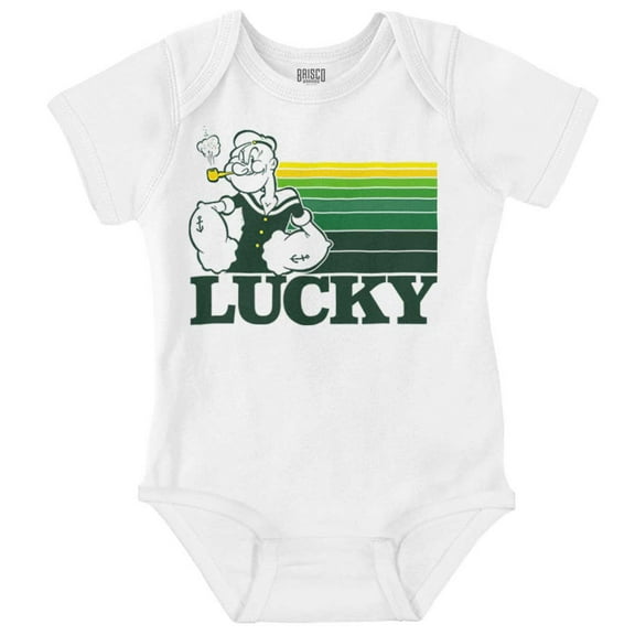 Popeye The Sailor Man Lucky St Paddys Romper Boys or Girls Infant Baby Brisco Brands 18M