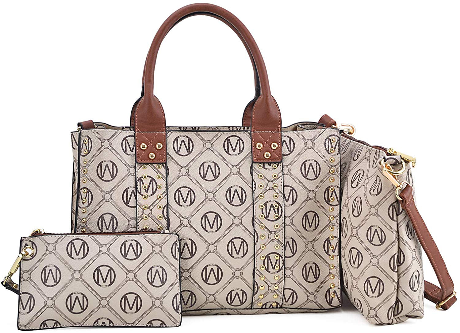 M MARCO Women Tote Purses 3PCs Set Large Handbags Ladies Shoulder Bags Studded Top Handle ...