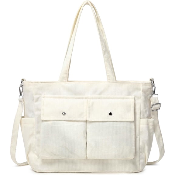 Women’s Corduroy Tote Bag Messenger Bag, Large Crossbody Purse,Shoulder Handbag for Work, Shopping & Travel