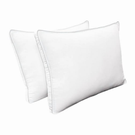 HomeRoots 526442 Microfiber Down Alternative Medium Hypoallergenic King Size Bed Pillows - Set of 2