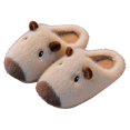 thumbnail image 4 of 2026 Kids Capybara Animal Plush House Slippers, Boys Girls Cute Cartoon Fuzzy Open Back Indoor Slippers Warm Winter Home Footwear for Toddler to Big Kids 3-10.5 Years, 4 of 5