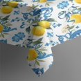 thumbnail image 3 of Yellow Lemon Fruit Patterns Blue White Pattern Rectangle Tablecloth 60"x84",Waterproof Polyester Rectangle Table Cloth, Wipeable Spillproof Polyester Tablecloth for Dining, Camping, Indoor and Outdoor, 3 of 5