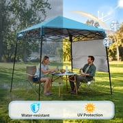 EAGLE PEAK 8x8 Slant Leg Lightweight Compact Portable Canopy w/ Backpack(Light Blue)