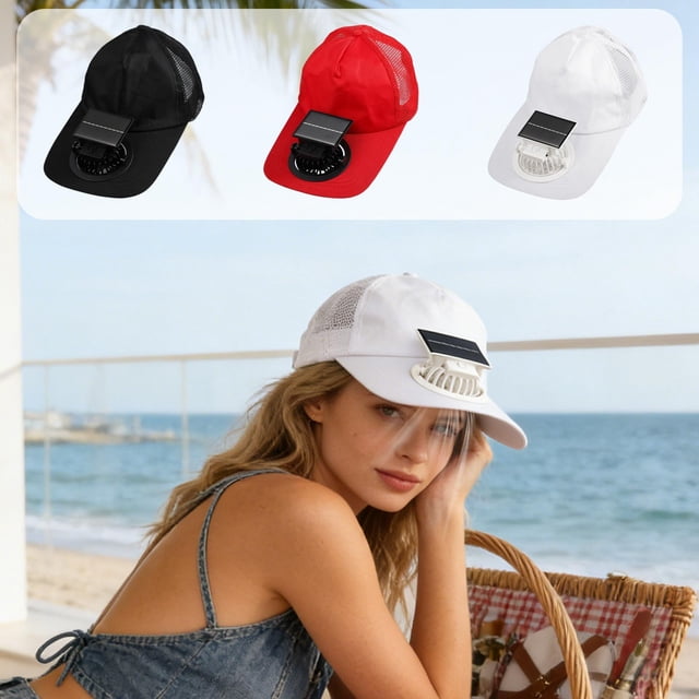 Dianli Chapeau de Voyage avec Protection Solaire, Ventilateur Solaire USB Rechargeable, Chapeau de Protection Solaire Réglable pour Randonnée, Plage, Camping, Ombrage
