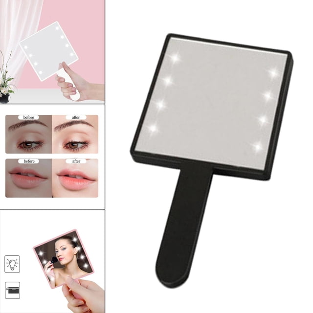 Espejo de maquillaje portátil Perfecl con luz LED 8x negro