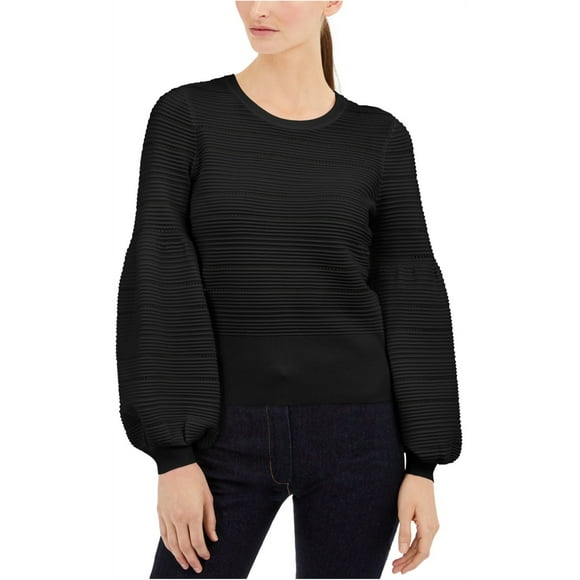 I.N.C Womens Pointelle Ottoman Pullover Sweater, Black, Small