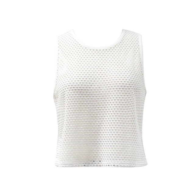 Ropa Playa Ocean Pacific para Mujer Top Tejido Corto Bies Contraste Cuello Redondo Blanco Talla M