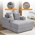 thumbnail image 4 of Wiilayok 54" Oversized Chaise Lounge Chair Indoor Furniture,Cloud Corduroy Sofa Bed Deep Seat Couch with Ottoman&Cup Holder,Lounge Chair Indoor for Living Room,Bedroom,Gray, 4 of 9