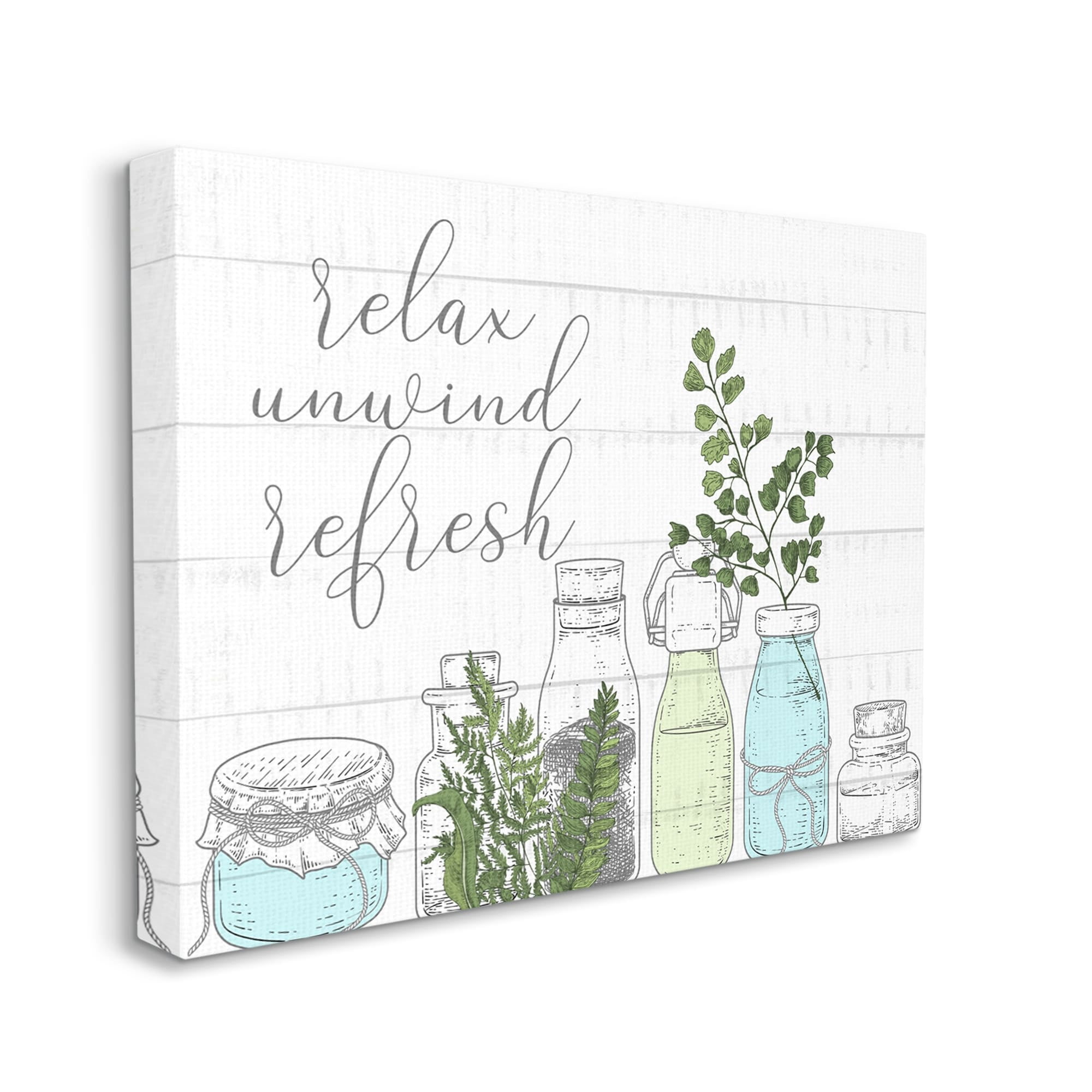 Stupell Industries Relax Unwind Refresh Country Herbs Botanicals Jars Canvas Wall Art, 40 x 30, Design by Kim Allen