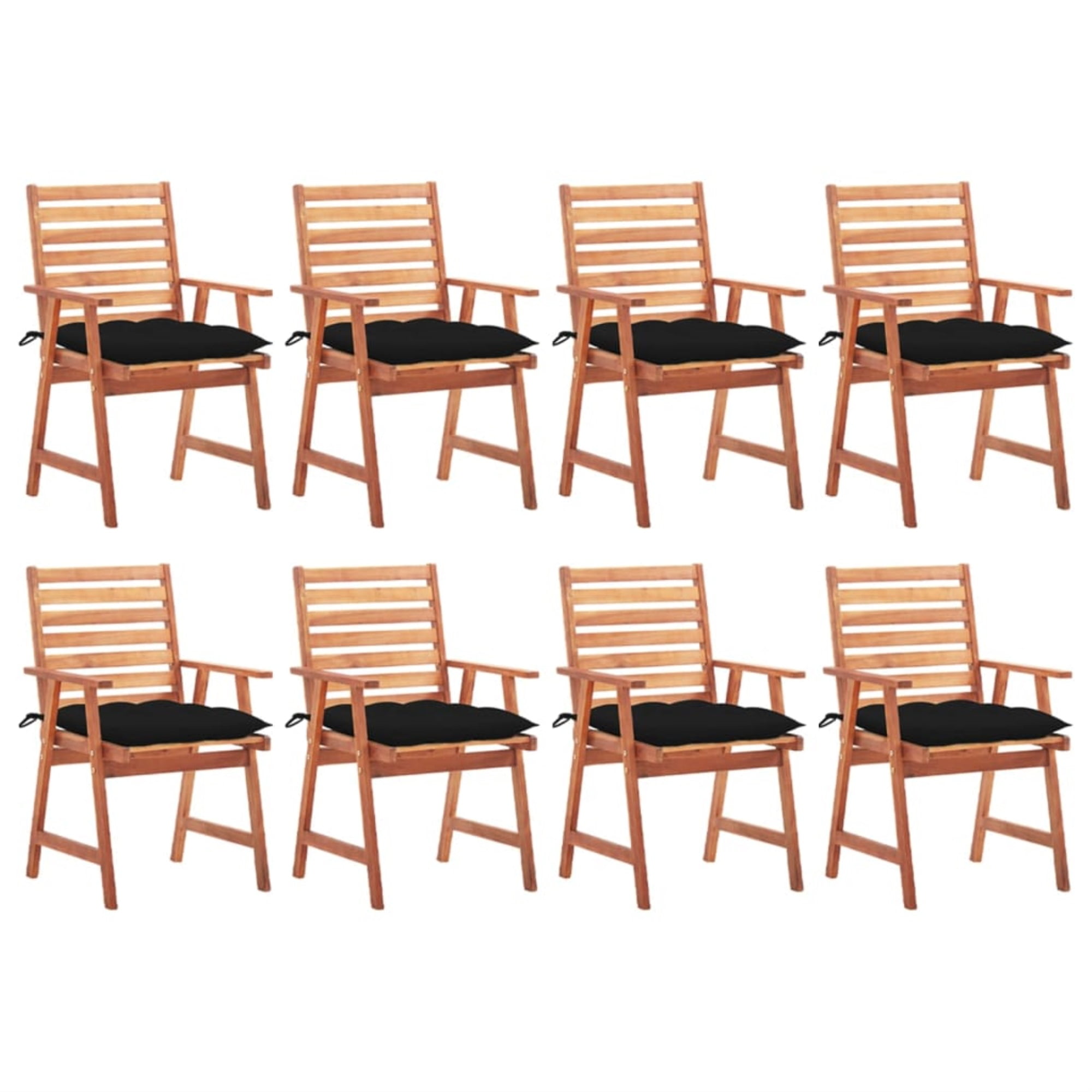 vidaXL 1/6x Solid Acacia Wood Outdoor Dining Chairs w/Cushions Multi