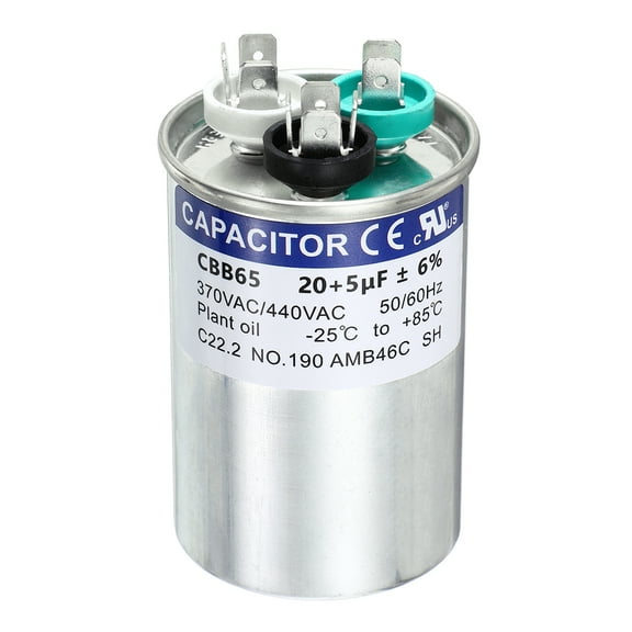 Uxcell 20 5 MFD CBB65 Run Start Capacitor 20 5 uF, 370/440V Round AC Capacitor for AC Motor Run, HVAC, Air Conditioner, Condenser Motors