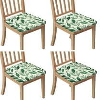 Summer Green Classic Art Seat Covers for Dining Room Chairs Set Of 4,Stretch Printed Washable Chair Seat Cover with Elastic Ties and Button,Removable Waterproof Couch Cushion Covers