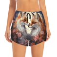 thumbnail image 2 of Hirioo Romantic Flower Fox for Women's Double Layer Athletic Shorts High-Performance Gym Shorts with Inner Pocket, Elastic Waistband-Large, 2 of 7