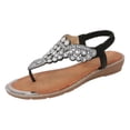 thumbnail image 2 of EKVAHL Women's Rhinestone Thong Flat Sandals T-Strap Fashion Sandals Ankle Strap Summer Sandals Summer Flat Flip Flops, 2 of 6