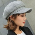 thumbnail image 3 of SikaFu Women Men Wool Felt Berets High Quality Autumn Winter Hat Thick Warm Unisex Octagonal Newsboy Cap Retro Plaid Beret Cap, 3 of 6