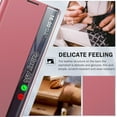 thumbnail image 6 of Phone Case for Samsung Galaxy A53 5G Case, Smart Clear View Window Luxury Slim Mirror for Galaxy A53 Case with Kickstand, Leather Hard PC Flip Shockproof Protective Cover Samsung A53 Case, Pink, 6 of 14