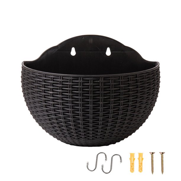 Imitation Rattan Wall Hanging Planter Semicircle Plastic Plant Baskets