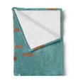 thumbnail image 2 of ABC Soft Flannel Fleece Throw Blanket, Little Girl Draws on the Wall Unique Puppy and Meow Kitty Joyful Illustration, Cozy Plush for Indoor and Outdoor Use, 50" x 60", Teal Cinnamon, by Ambesonne, 2 of 5