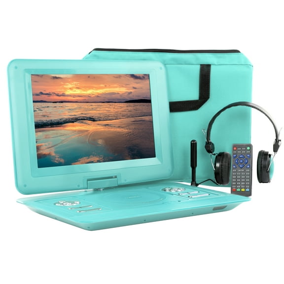Pre-Owned Trexonic 13.3 Inch Portable TV DVD Player with Color TFT LED Screen and USB/HD/AV Inputs Teal