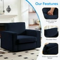 thumbnail image 6 of Puremind 360° Swivel Accent Chair Set of 2, 41"W Oversized Chenille Accent Armchair, Modern Square Armchair, Comfy Reading Chair for Living Room/Office, Blue, 6 of 9