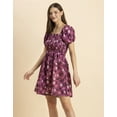thumbnail image 2 of Moomaya Womens Printed Dress, Square Neck Short Puffed Sleeves Knee Length Short Dress, 2 of 8
