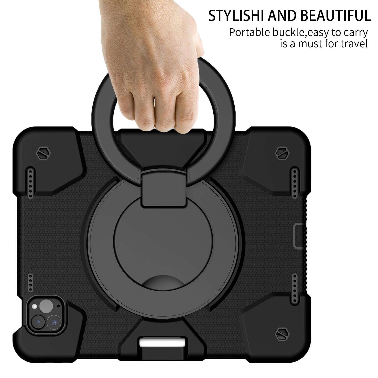 Allytechgroup Rugged Tablet Case for Apple iPad Air 11 Inch M3 2025/ iPad Air 11 Inch M2 2024, with Pencil Holder + Rotating Stand + Shoulder Strap Heavy Duty Protective Drop Proof Kids Friendly Cover