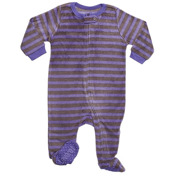 Leveret - Leveret Fleece Footed Pajama Sleeper Purple & Grey 18-24 ...