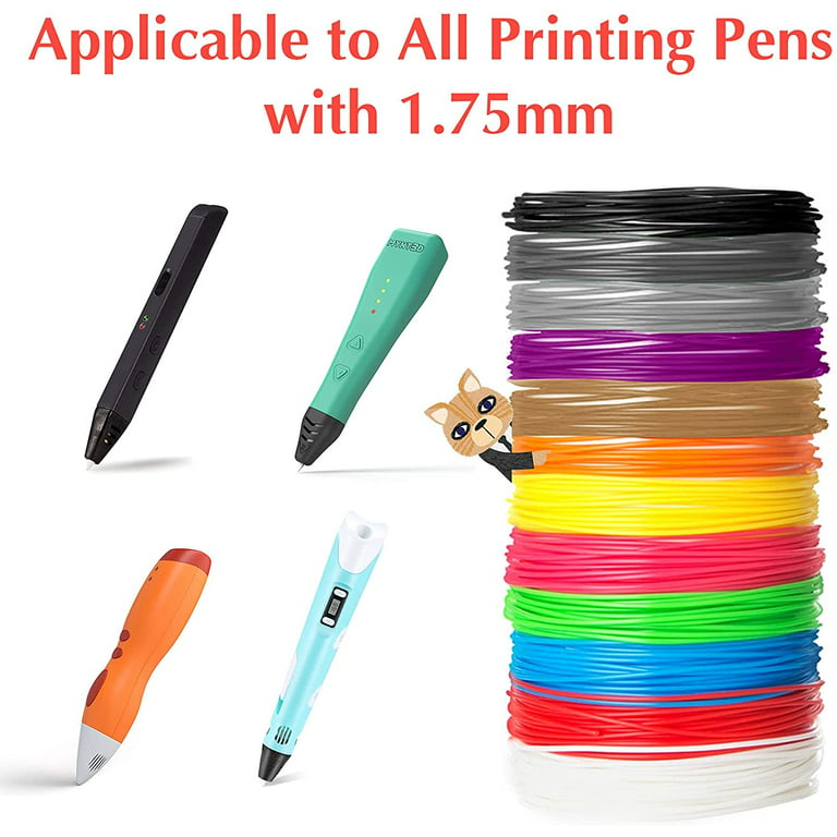 20 Colors 3D Pen PLA Filament Refills, 10 Feet Each Color, Total 200Ft 3D  Printing Material, Support for All 1.75mm 3D Printer / 3D Pen 