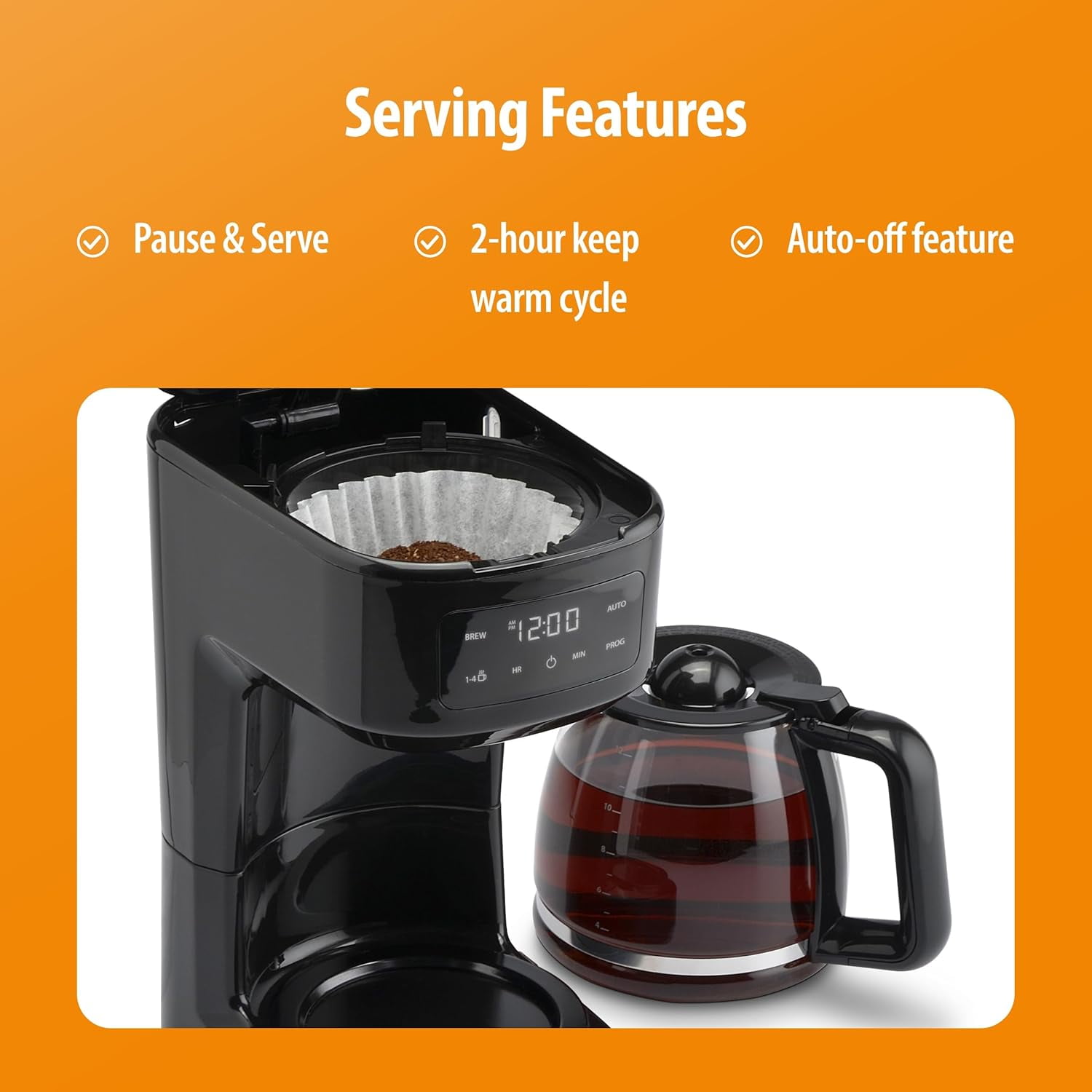 12-Cup Digital Touchscreen Drip Coffee Maker - Programmable Automatic Coffee Machine - Kitchen Appliance with Keep Warm Setting