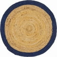 thumbnail image 2 of 6 Ft Round Navy Blue & Natural Jute Area Rug, Hand-Woven, Reversible, Farmhouse Boho Style, Durable & Pet-Friendly Rug for Living Room, Dining Room, and Bedroom, 2 of 5