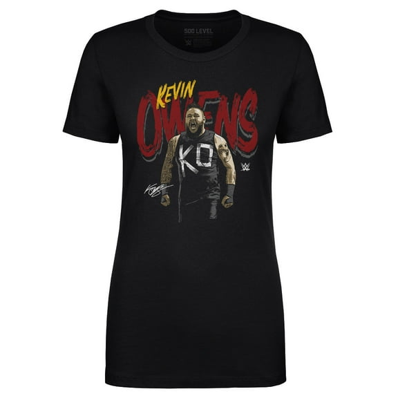 Women's 500 Level Black Kevin Owens Grunge Name T-Shirt