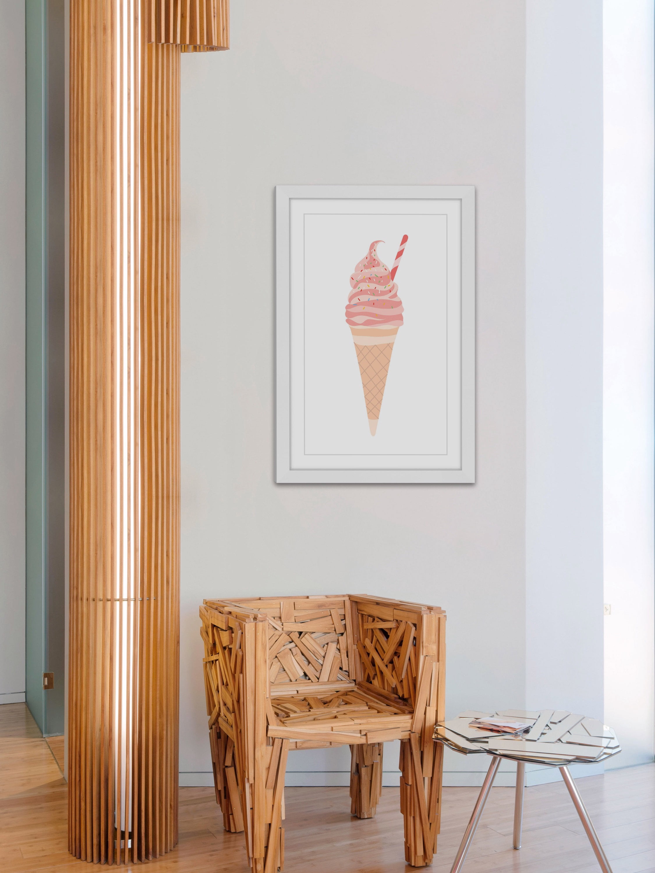 "Pink Cone" Framed Painting Print