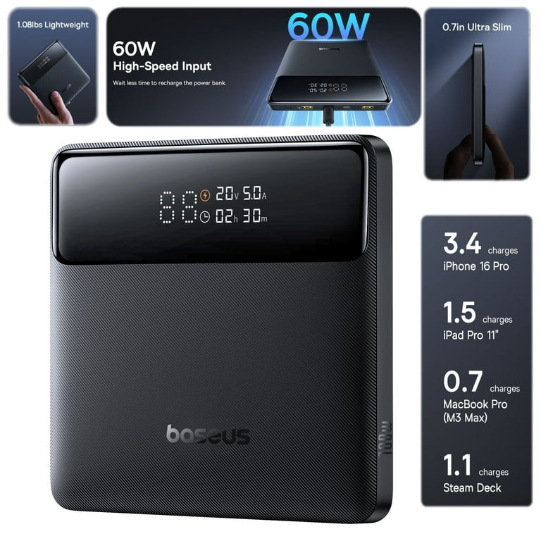Baseus パワーバンク Amazon.com: Baseus Laptop Portable Charger 100W 20000mAh