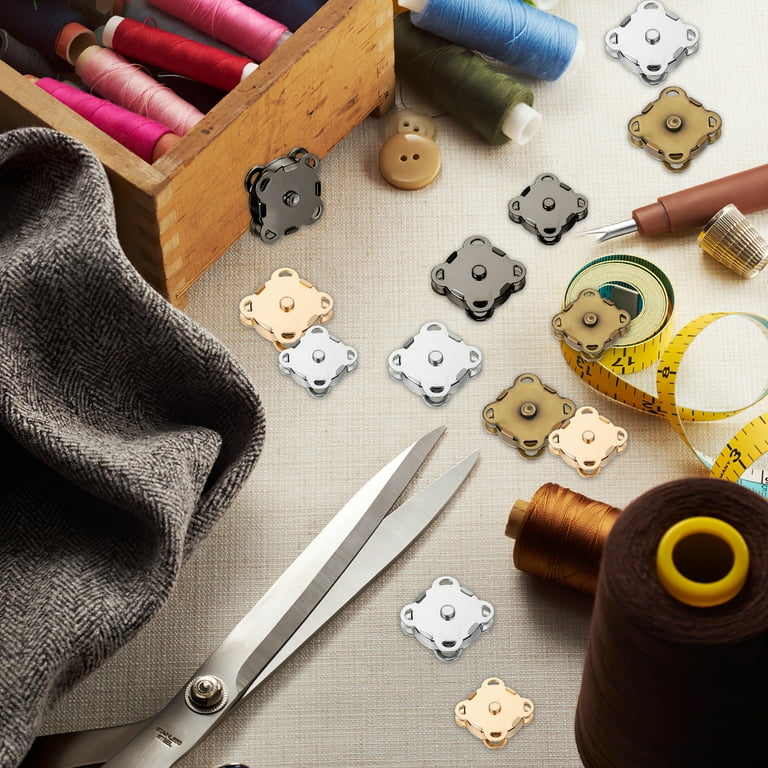 40 Sets Magnetic Snap Clasps - 14mm Silver & Bronze Mix For DIY Bags, Purses, Clothes Crafting