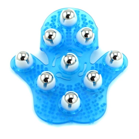 Guante de Masaje SAMYO Azul con 9 Rodillos de 360 Grados para Cuidado Corporal