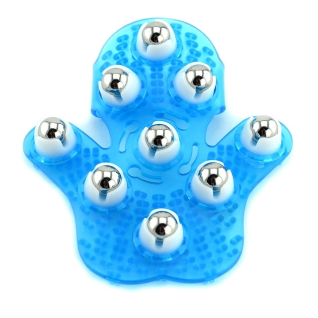 Guante de Masaje SAMYO Azul con 9 Rodillos de 360 Grados para Cuidado Corporal