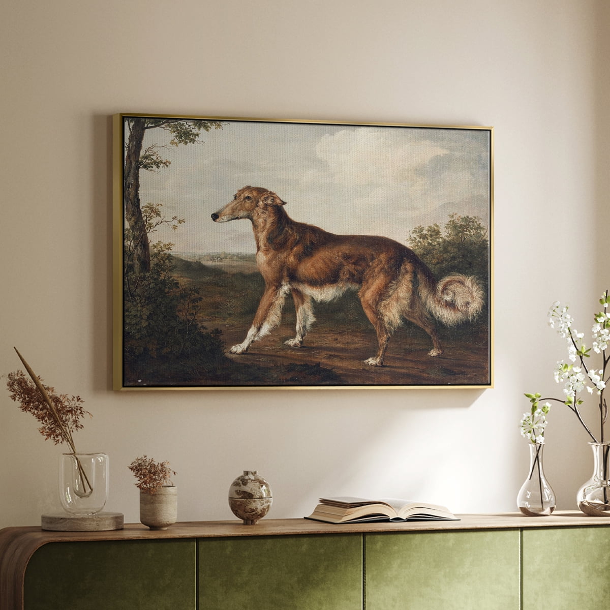 Vintage Animal Print-VII By Wexford Home Framed in Gold Wood Gallery Wrapped Canvas 25 in. x 37 in.