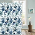 thumbnail image 3 of Fabric Shower Curtain Plants Rustic Retro Farmhouse Navy Blue Floral Shower Curtains with 12 Hooks Waterproof Machine Washable Bath Curtains for Bathroom, 48x 72in, 3 of 6
